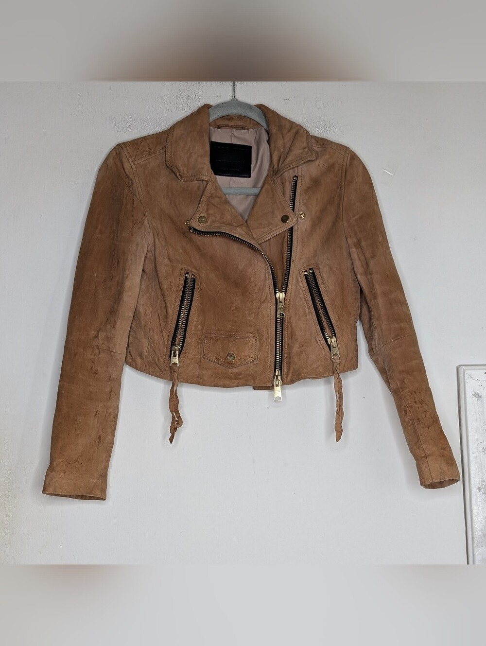 ALL SAINTS Elora Suede Biker Jacket size 6 US